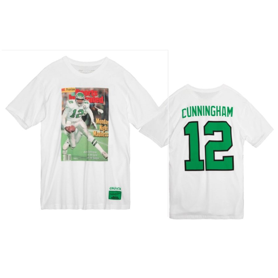 eagles randall cunningham white throwback player photo t shirt