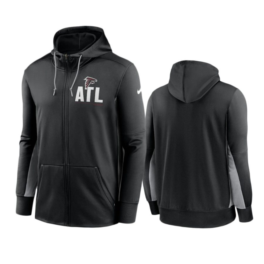 falcons black gray mascot performance full zip hoodie