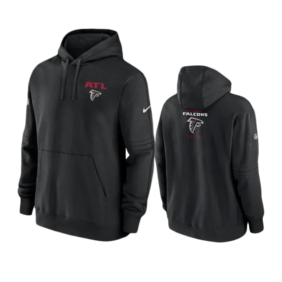 falcons black sideline club fleece hoodie