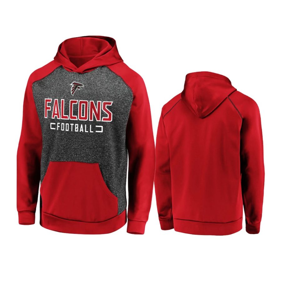 falcons charcoal red game day ready chiller fleece pullover hoodie