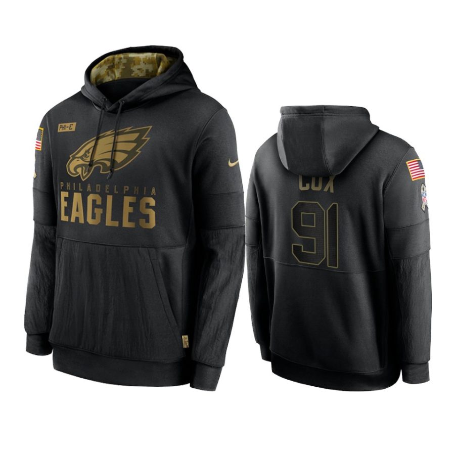 fletcher cox eagles black 2020 salute to service sideline performance hoodie