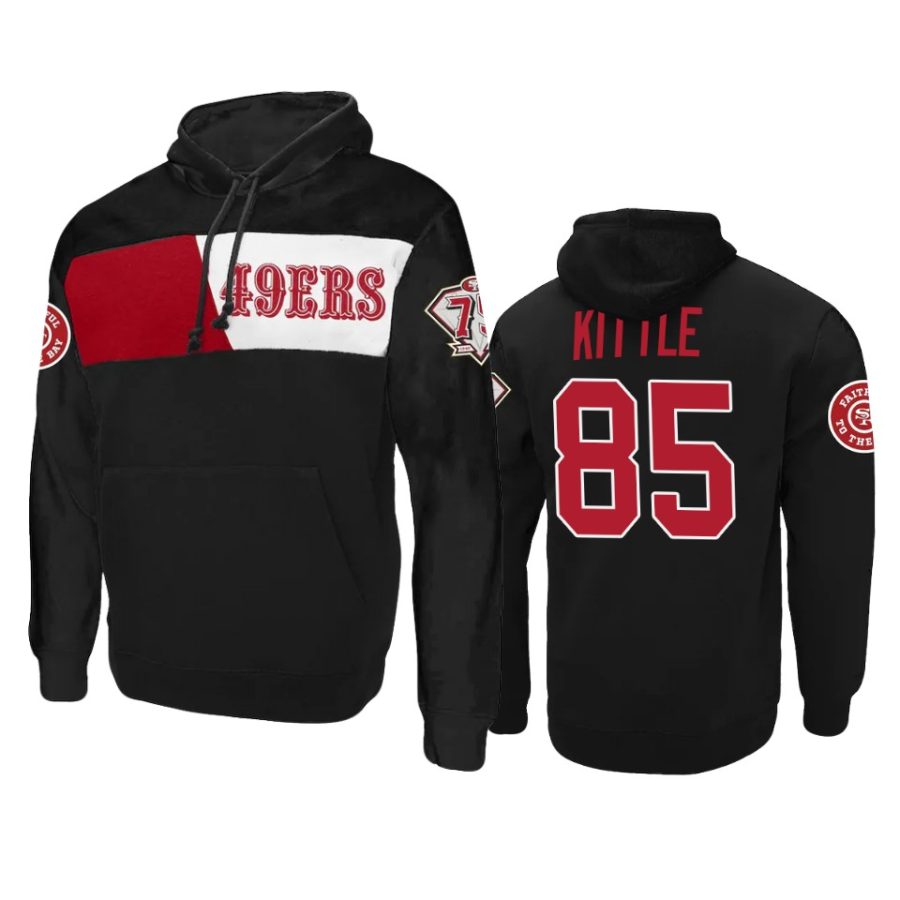 george kittle 49ers black 75th anniversary hoodie