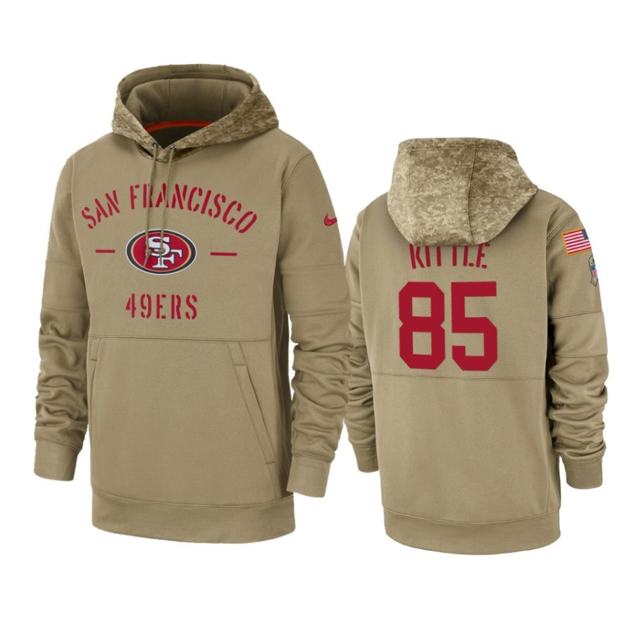 george kittle 49ers tan 2019 salute to service sideline therma hoodie