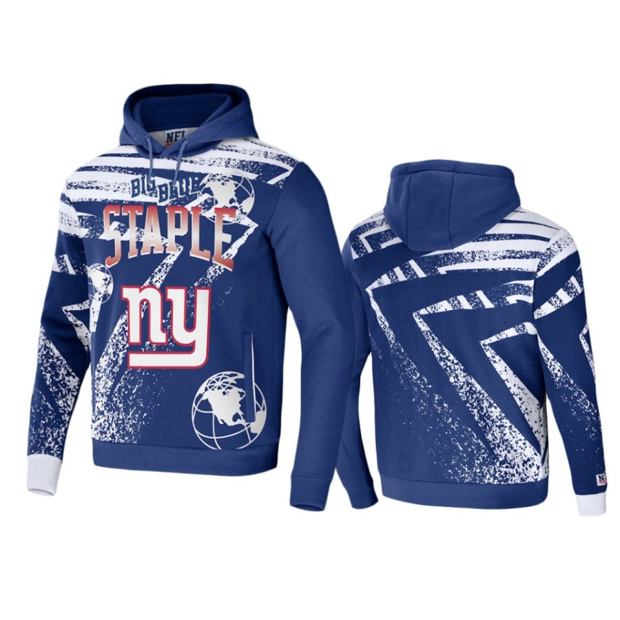 giants blue staple all over print hoodie