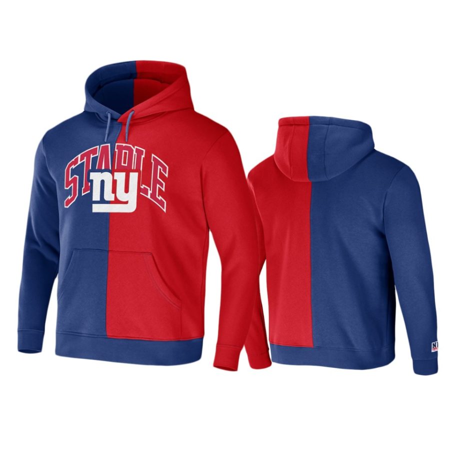 giants blue staple split logo hoodie