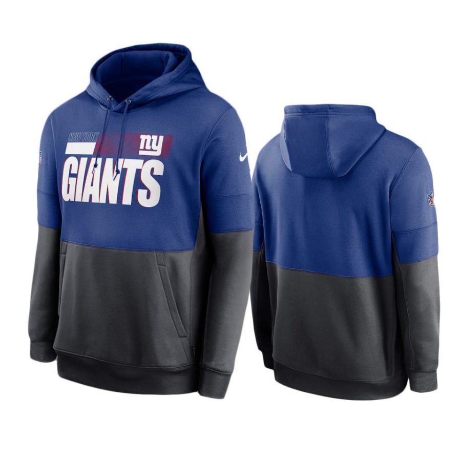 giants royal charcoal sideline impact lockup performance hoodie