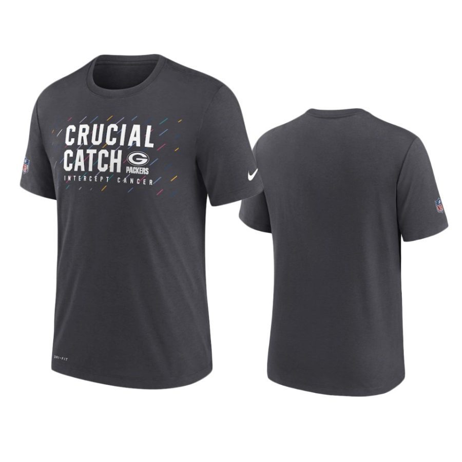 green bay packers charcoal 2021 nfl crucial catch performance t shirt