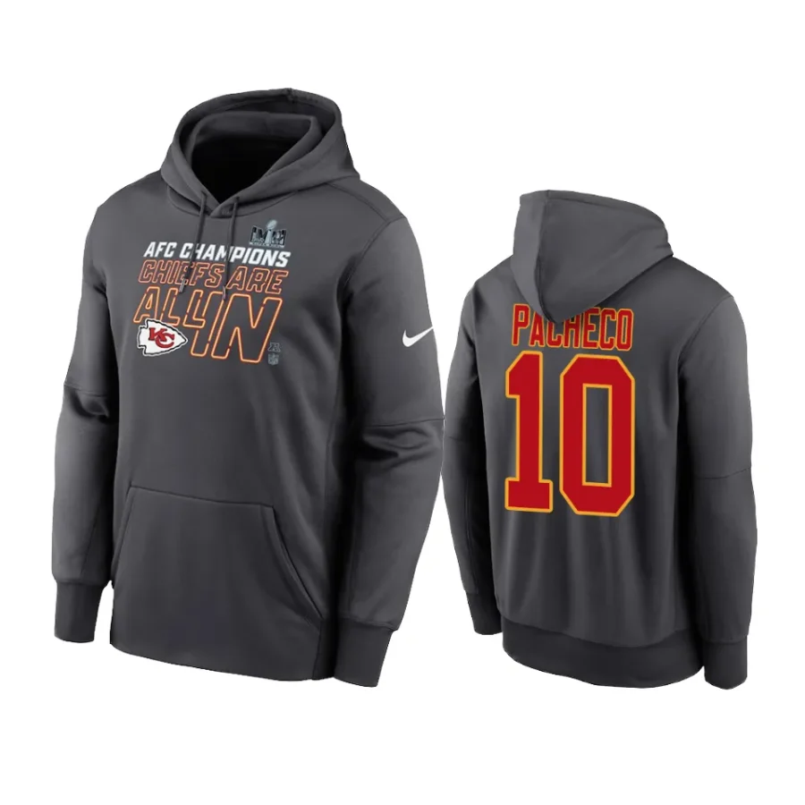 isiah pacheco anthracite super bowl lviii locker room trophy collection hoodie