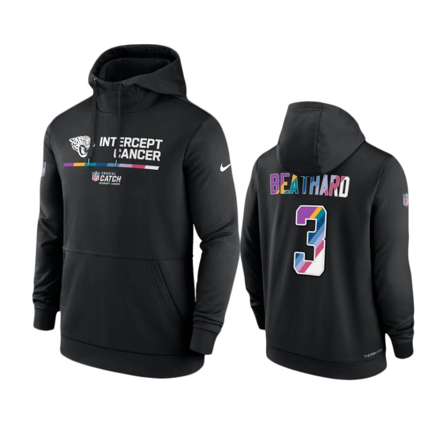 jacksonville jaguars c.j. beathard black 2022 nfl crucial catch therma hoodie