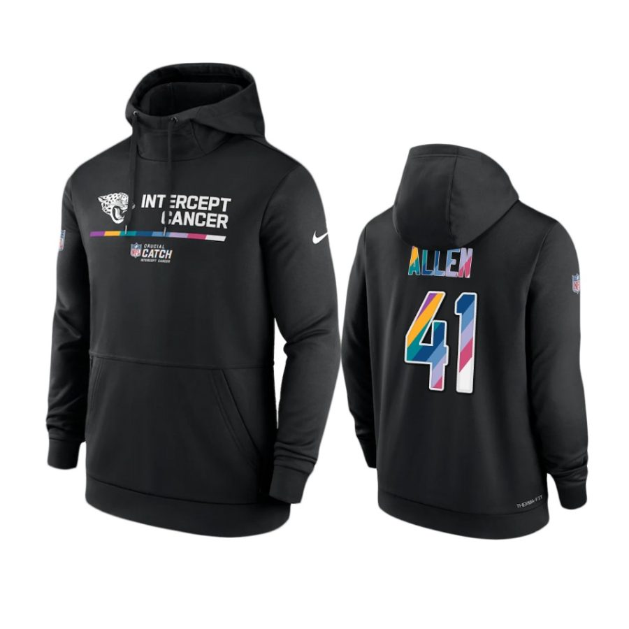 jacksonville jaguars josh allen black 2022 nfl crucial catch therma hoodie