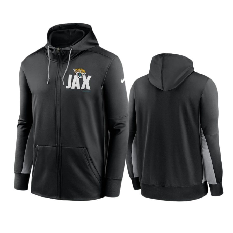 jaguars black gray mascot performance full zip hoodie