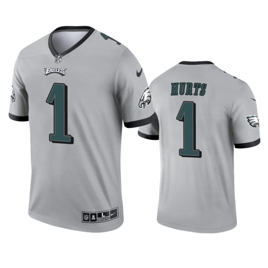 jalen hurts eagles 2021 inverted legend silver jersey