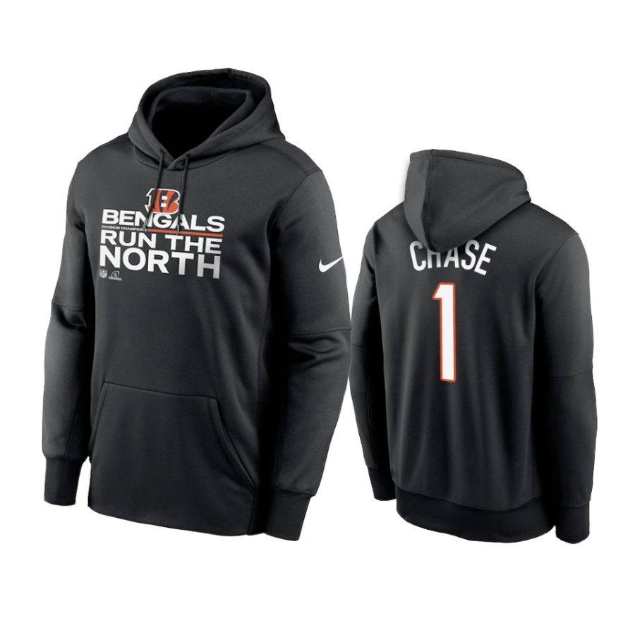 jamarr chase bengals black 2021 afc north division champions hoodie