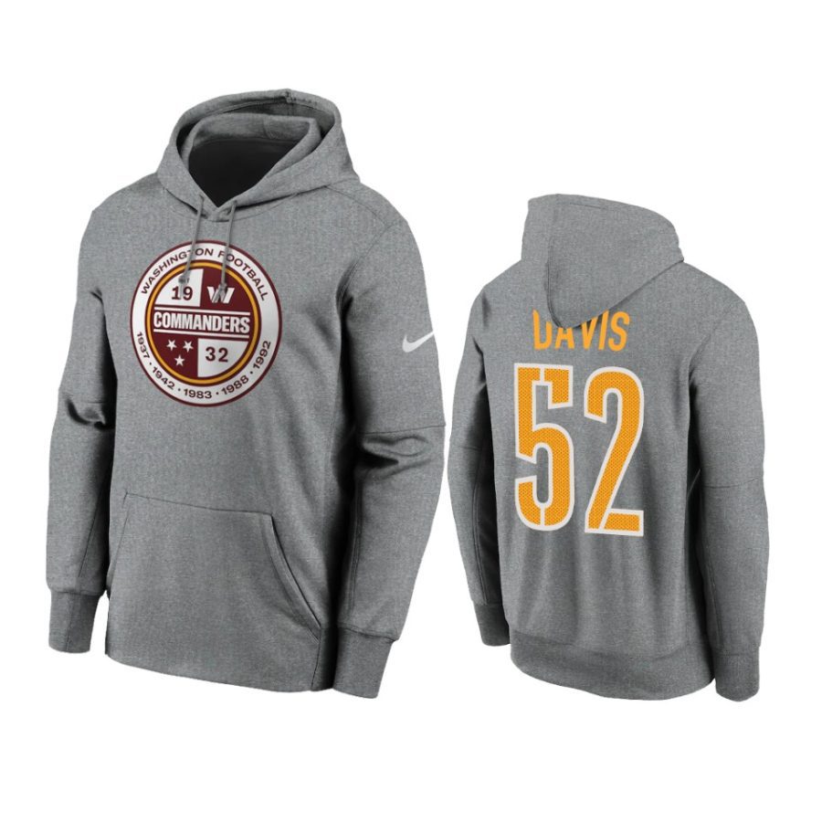 jamin davis commanders charcoal therma hoodie