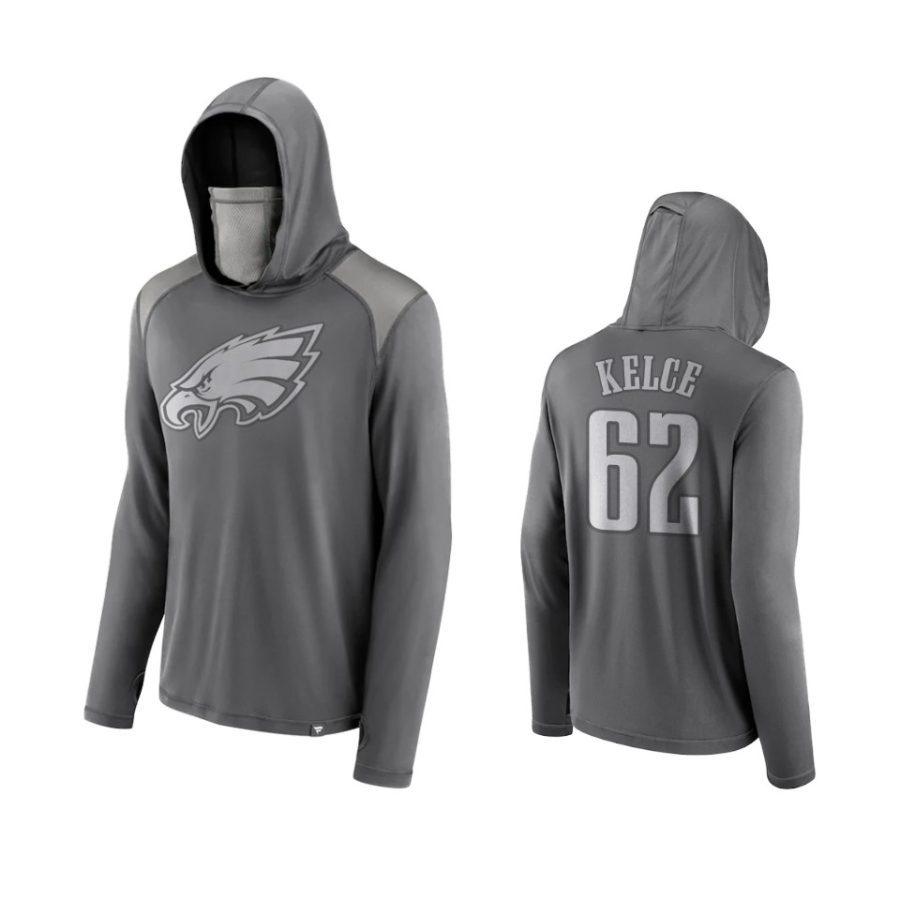 jason kelce eagles gray rally on transitional face covering hoodie