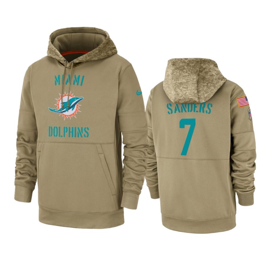 jason sanders dolphins tan 2019 salute to service sideline therma hoodie