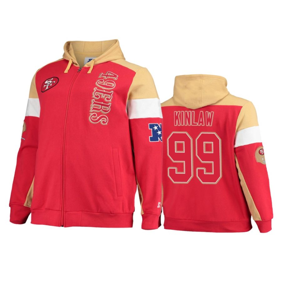 javon kinlaw 49ers scarlet gold extreme throwback full zip hoodie