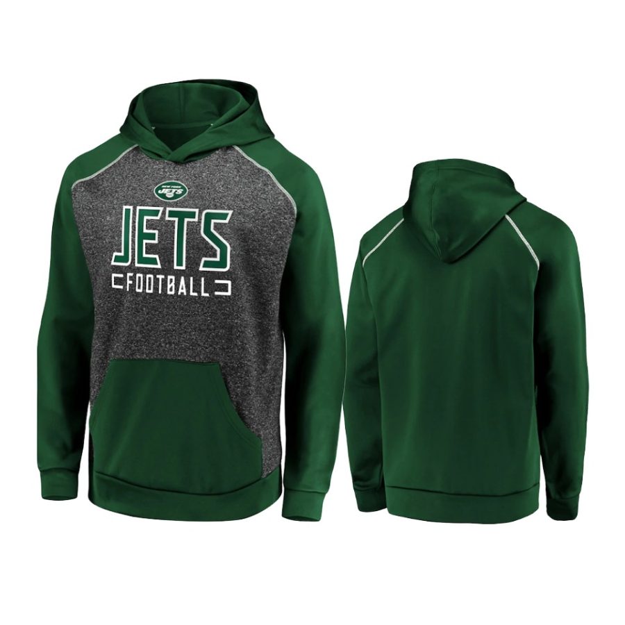 jets charcoal green game day ready chiller fleece pullover hoodie