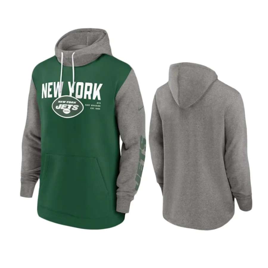 jets green color block fashion hoodie