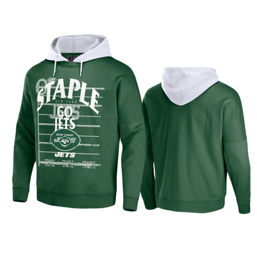 jets green staple throwback vintage wash hoodie