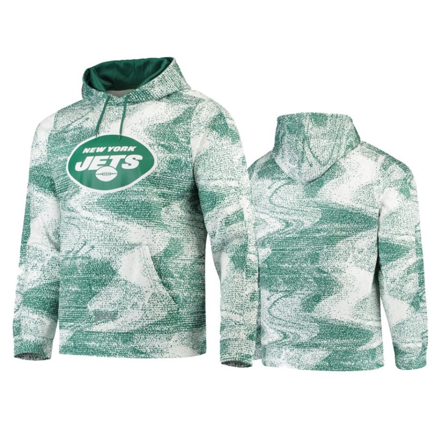 jets green white static pullover hoodie