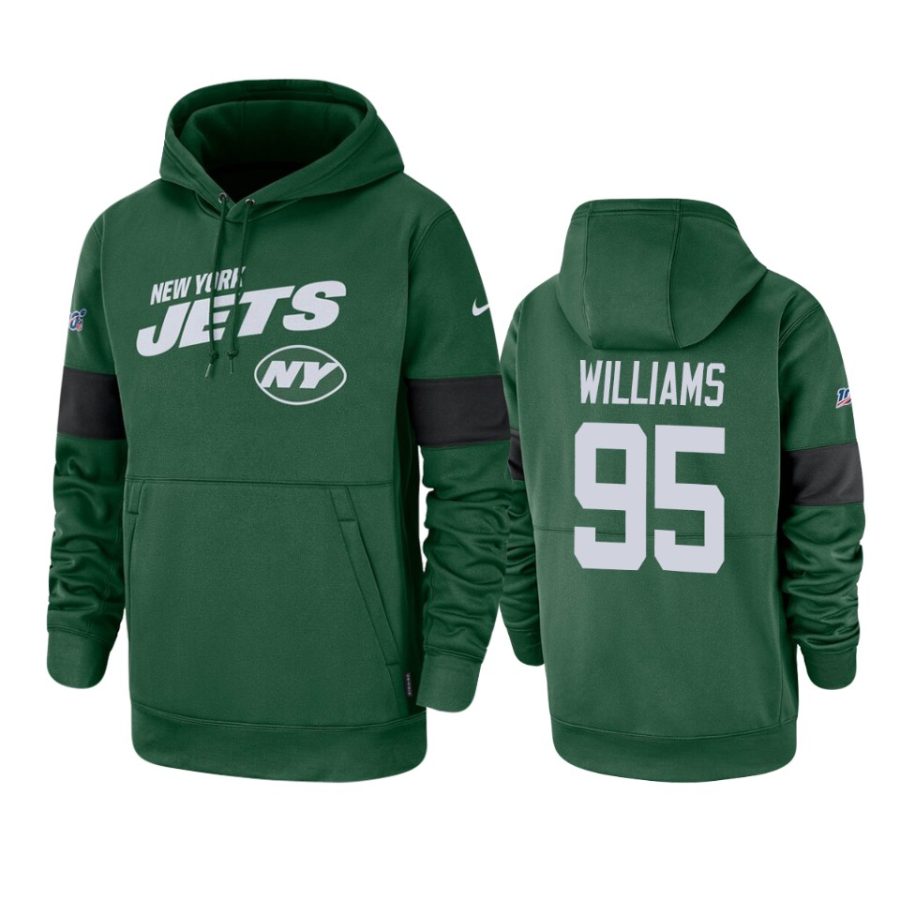 jets quinnen williams green sideline team logo 100th season hoodie