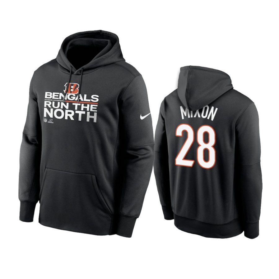 joe mixon bengals black 2021 afc north division champions hoodie