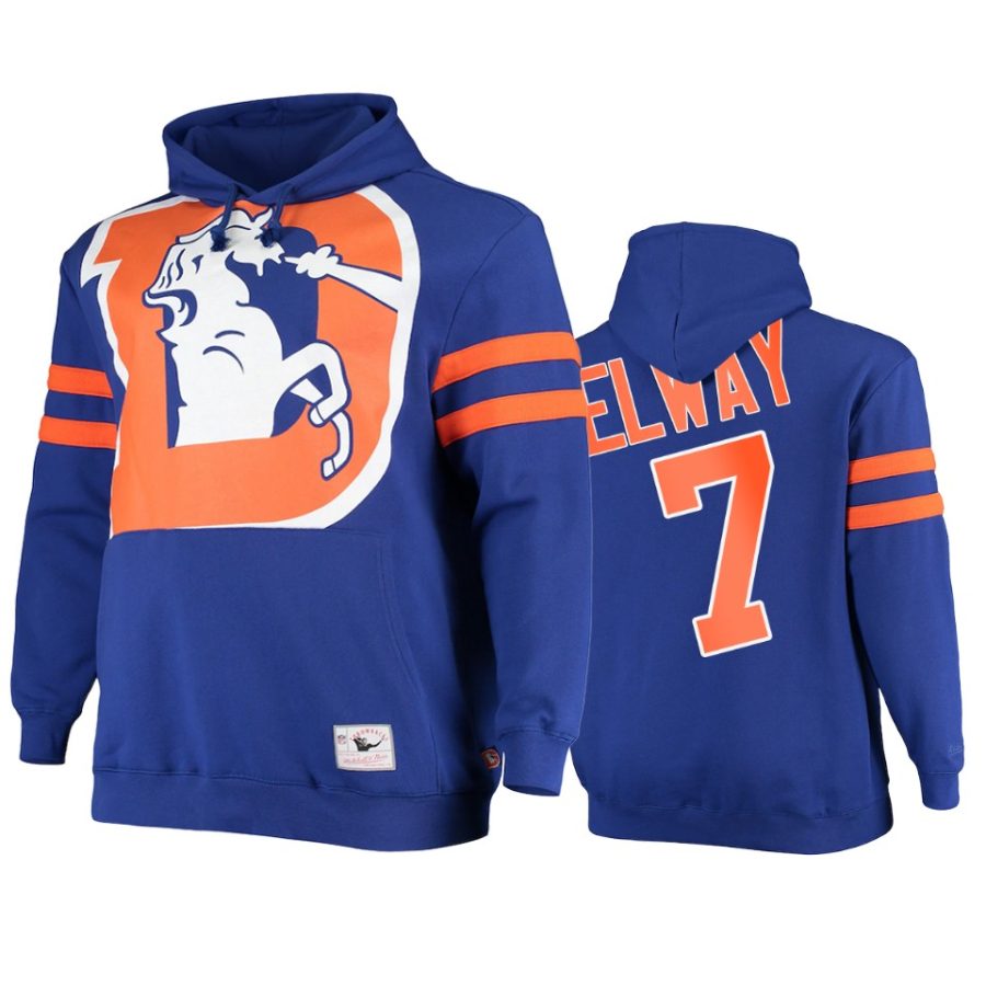 john elway broncos royal big face hoodie