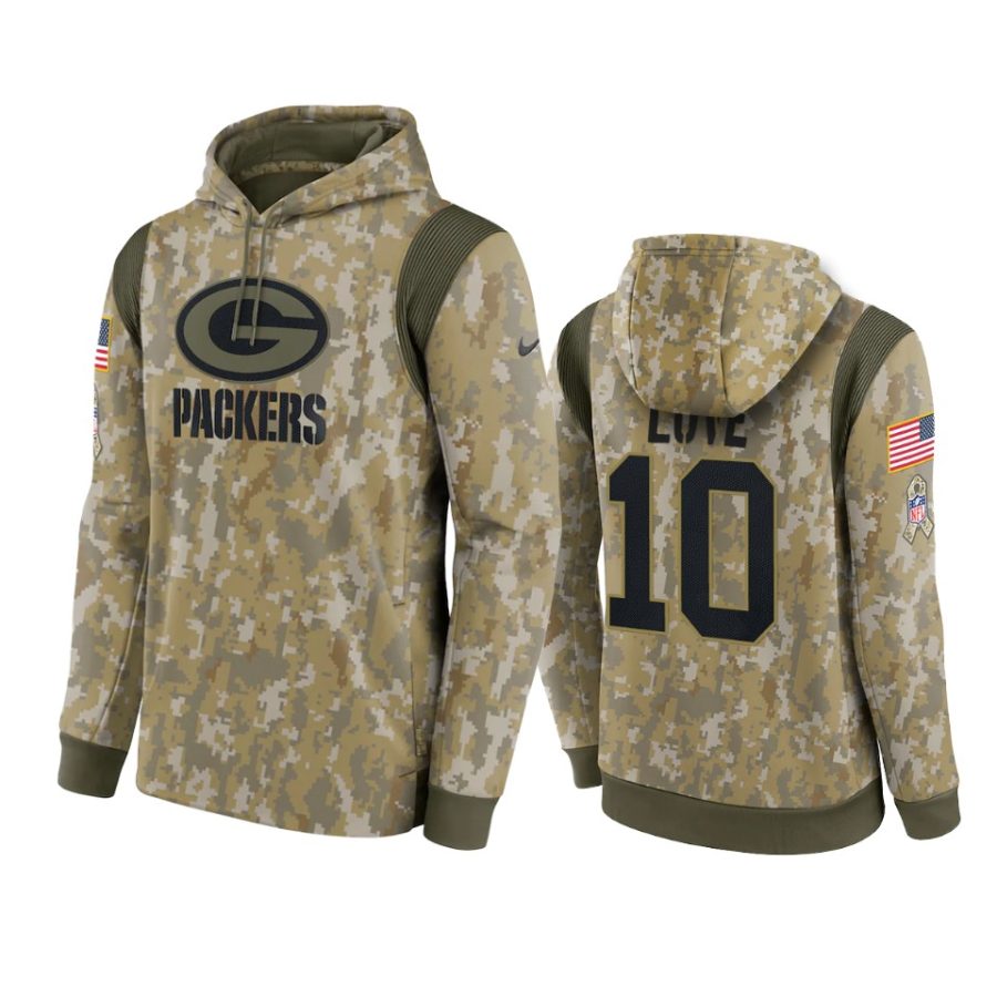 jordan love packers camo 2021 salute to service therma hoodie