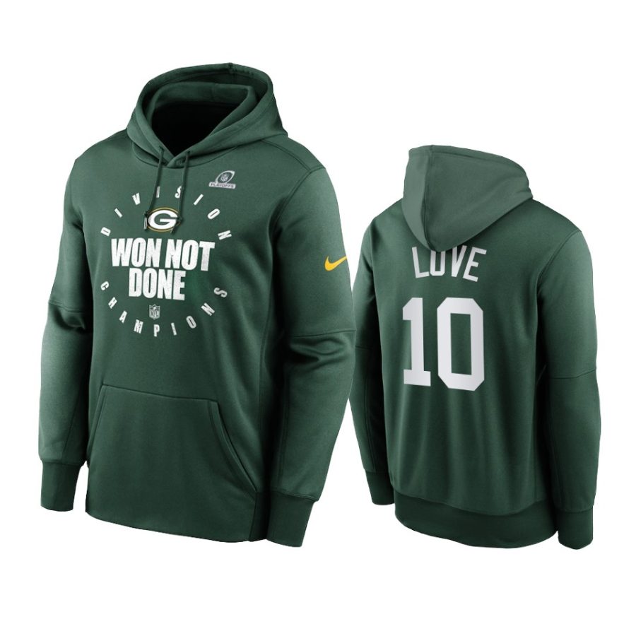 jordan love packers green 2020 nfc north division champions hoodie