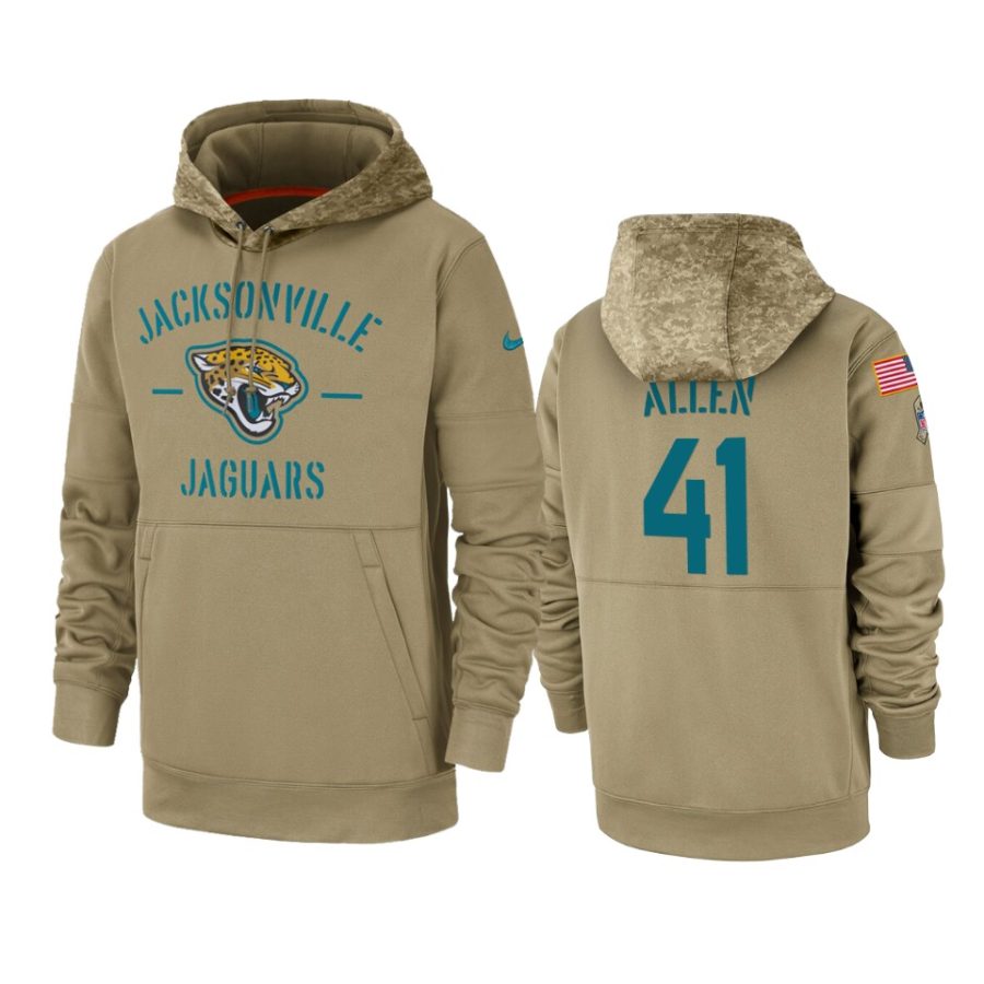 josh allen jaguars tan 2019 salute to service sideline therma hoodie