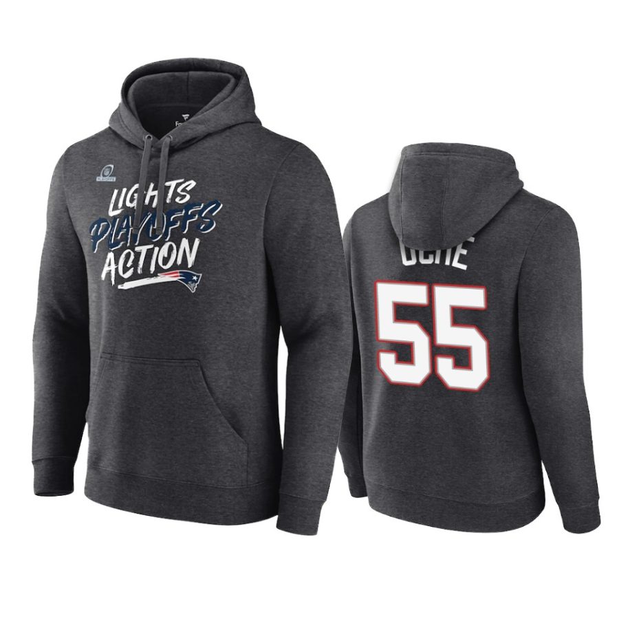 josh uche patriots charcoal 2021 nfl playoffs hoodie