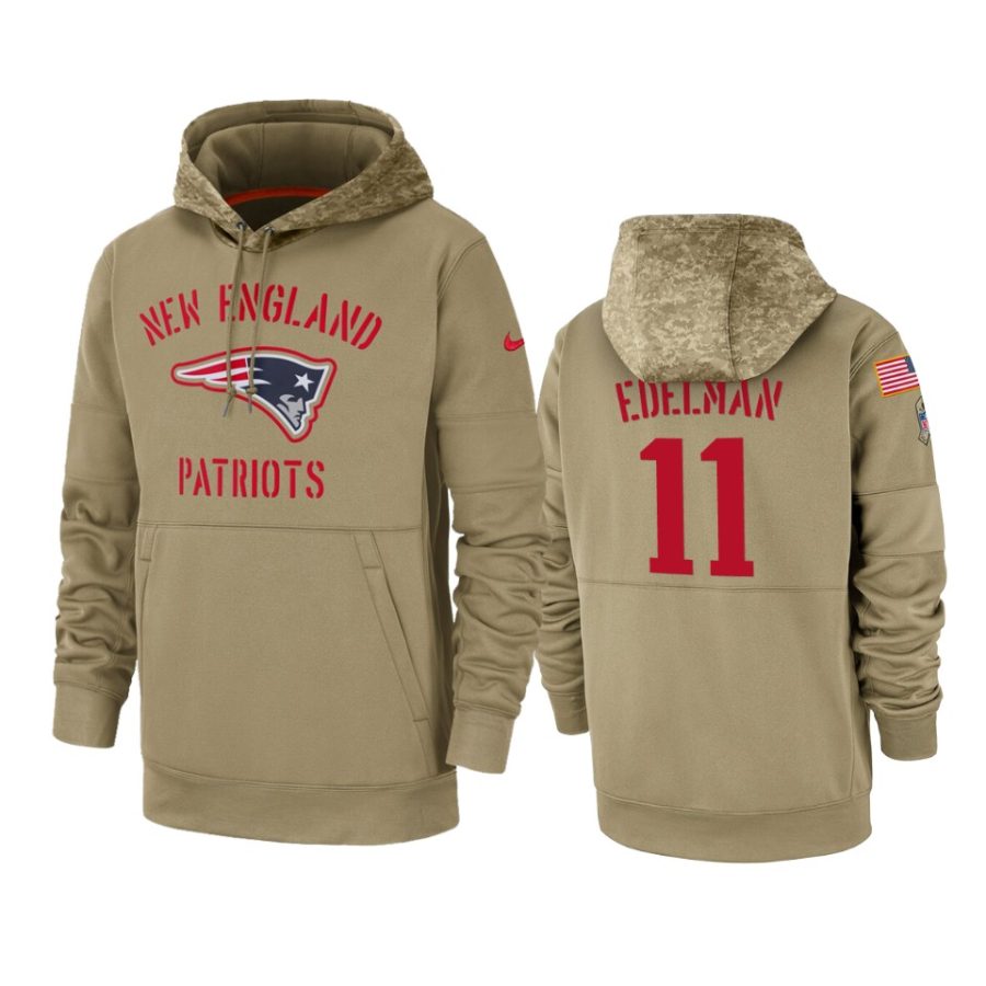 julian edelman patriots tan 2019 salute to service sideline therma hoodie