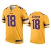 justin jefferson vikings 2021 inverted legend gold jersey