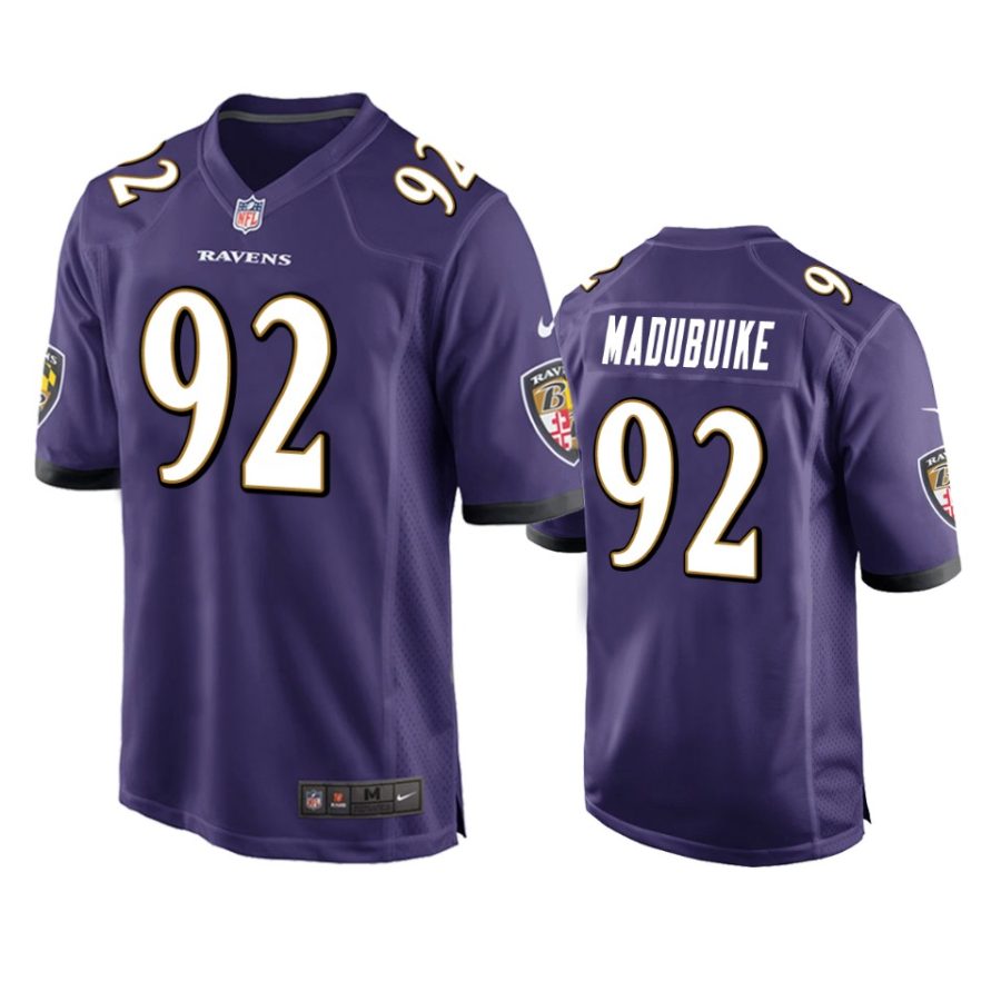 justin madubuike ravens purple game jersey