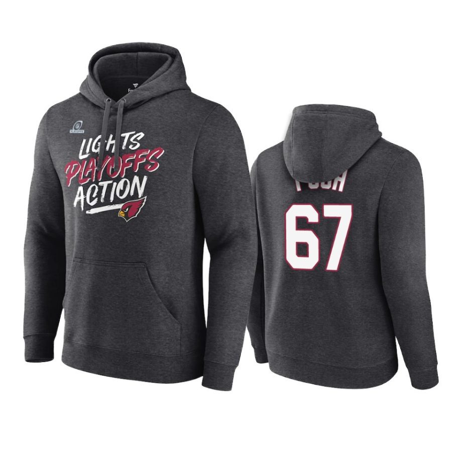 justin pugh cardinals charcoal 2021 nfl playoffs hoodie