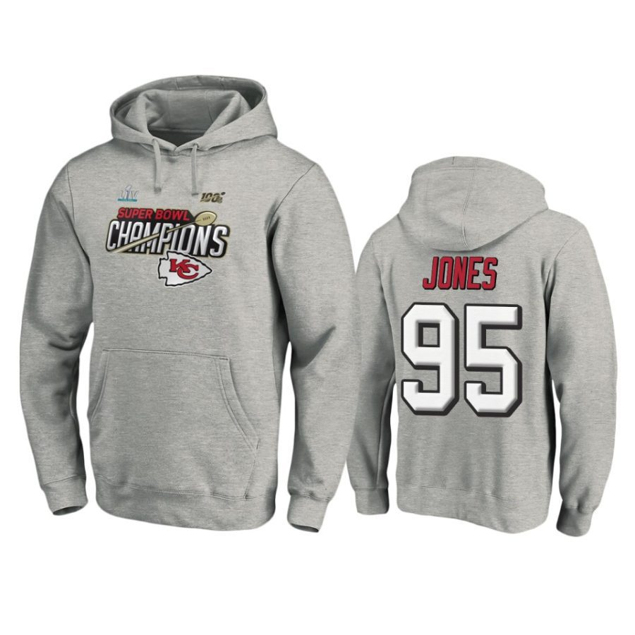 kansas city chiefs chris jones heather gray super bowl liv champions pullover hoodie