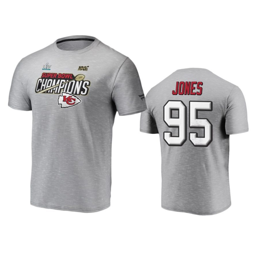 kansas city chiefs chris jones heather gray super bowl liv champions trophy collection t shirt