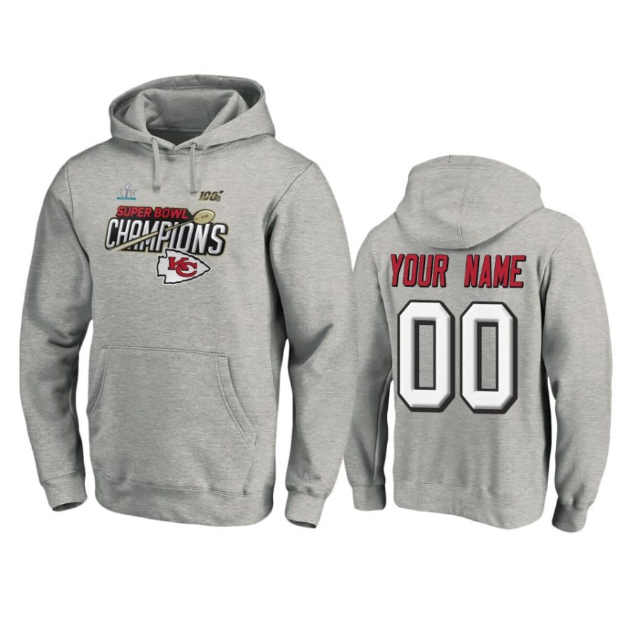 kansas city chiefs custom heather gray super bowl liv champions pullover hoodie