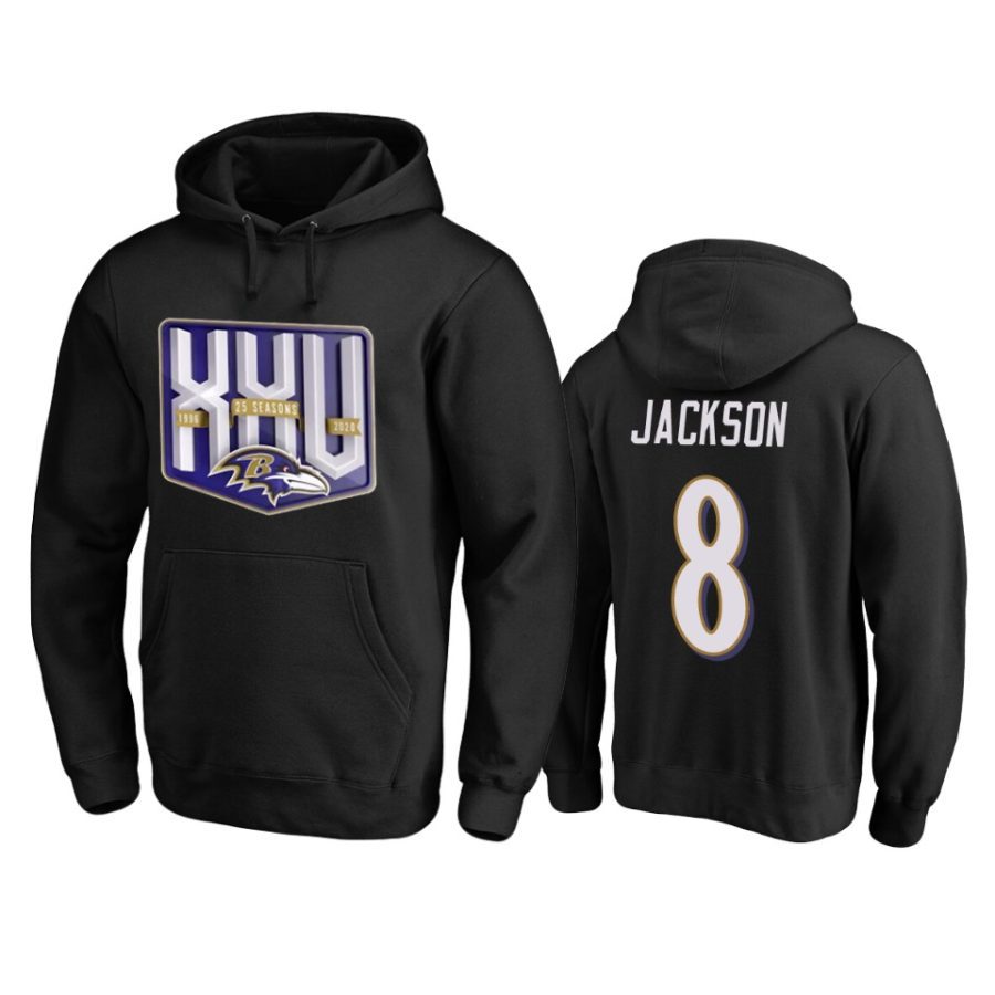 lamar jackson ravens black 25th season pullover hoodie