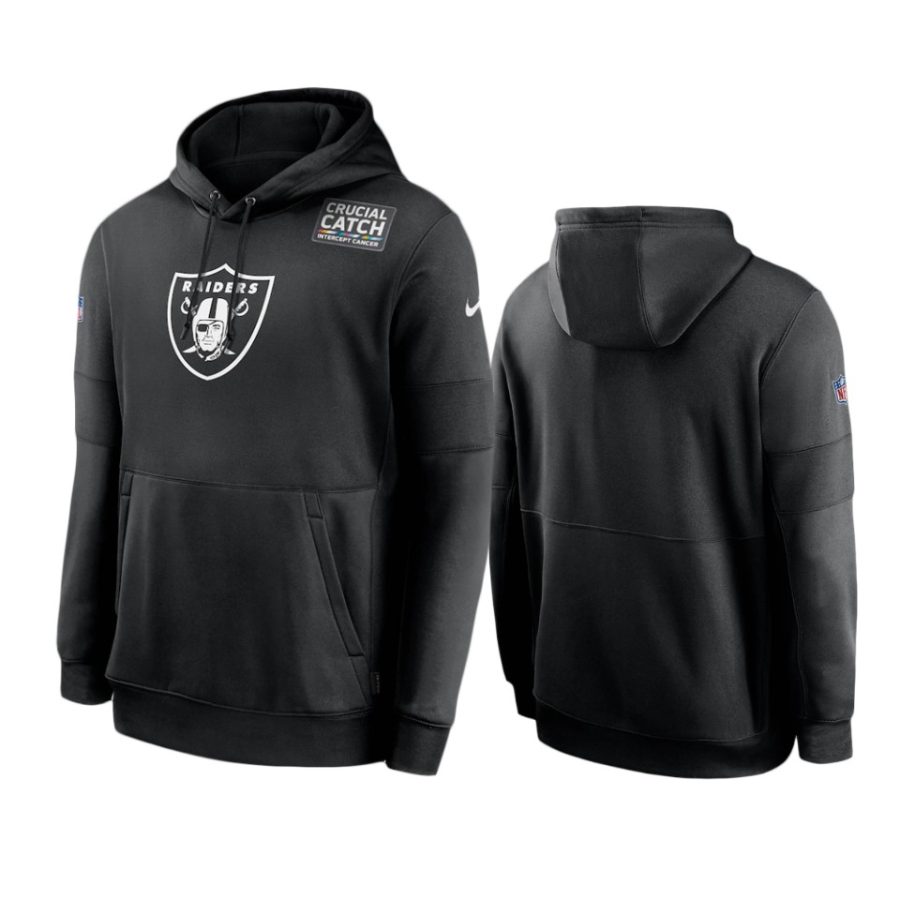 las vegas raiders black crucial catch sideline performance hoodie