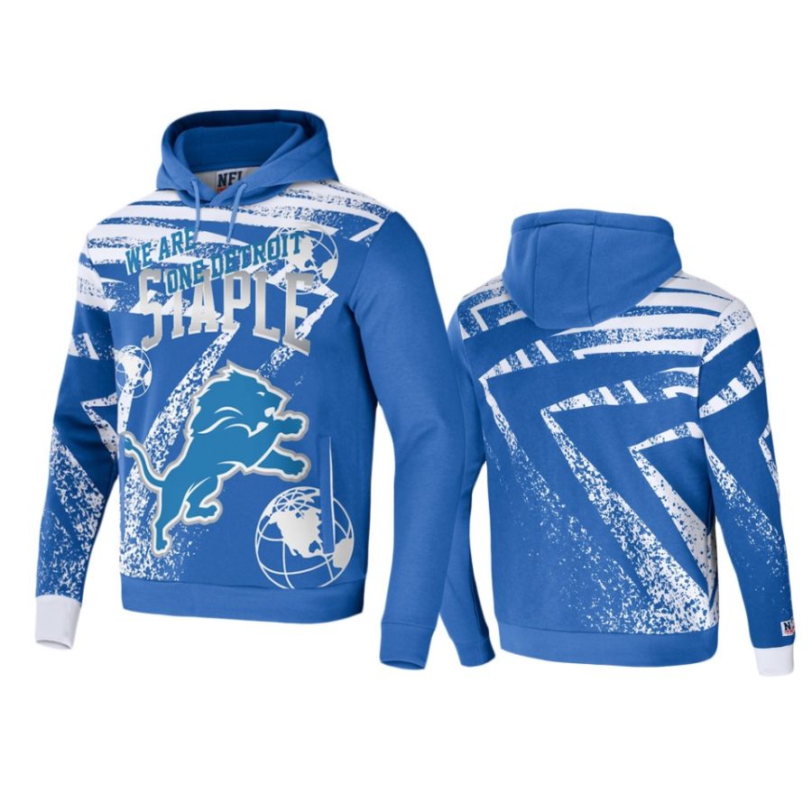 lions blue staple all over print hoodie