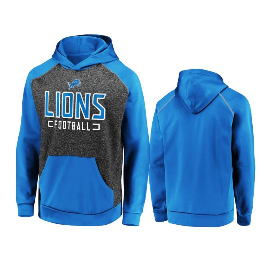 lions charcoal blue game day ready chiller fleece pullover hoodie