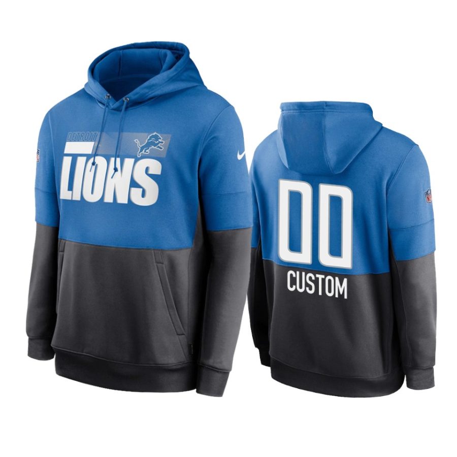 lions custom blue charcoal sideline impact lockup hoodie