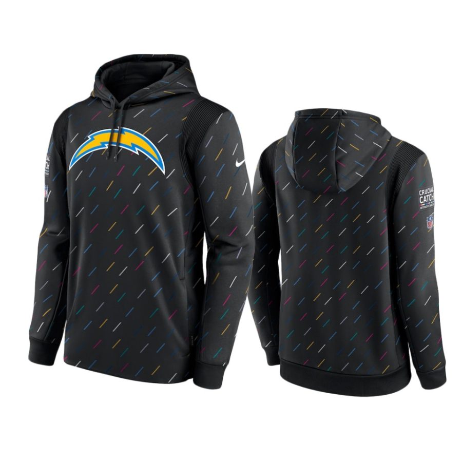 los angeles chargers charcoal 2021 nfl crucial catch therma pullover hoodie