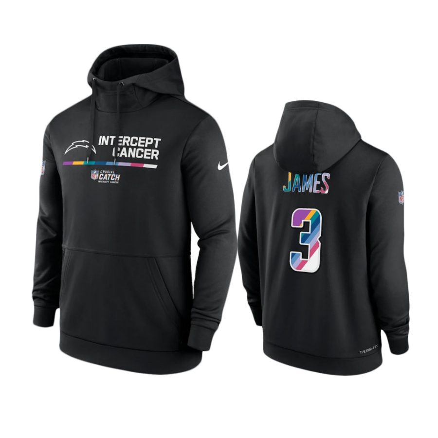 los angeles chargers derwin james black 2022 nfl crucial catch therma hoodie