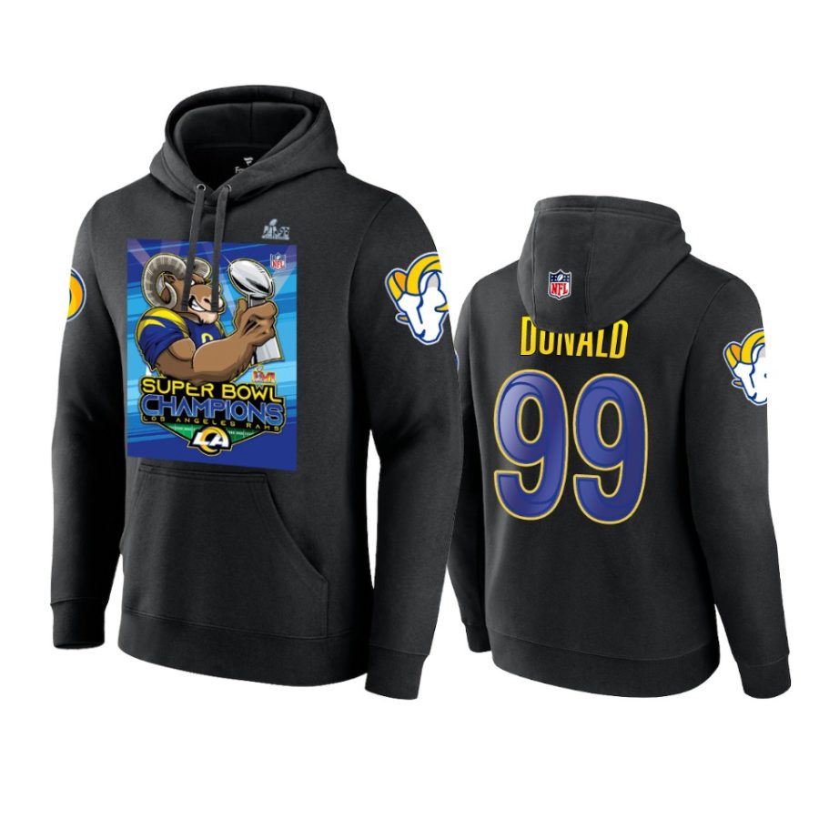 los angeles rams aaron donald black super bowl lvi champions hoodie