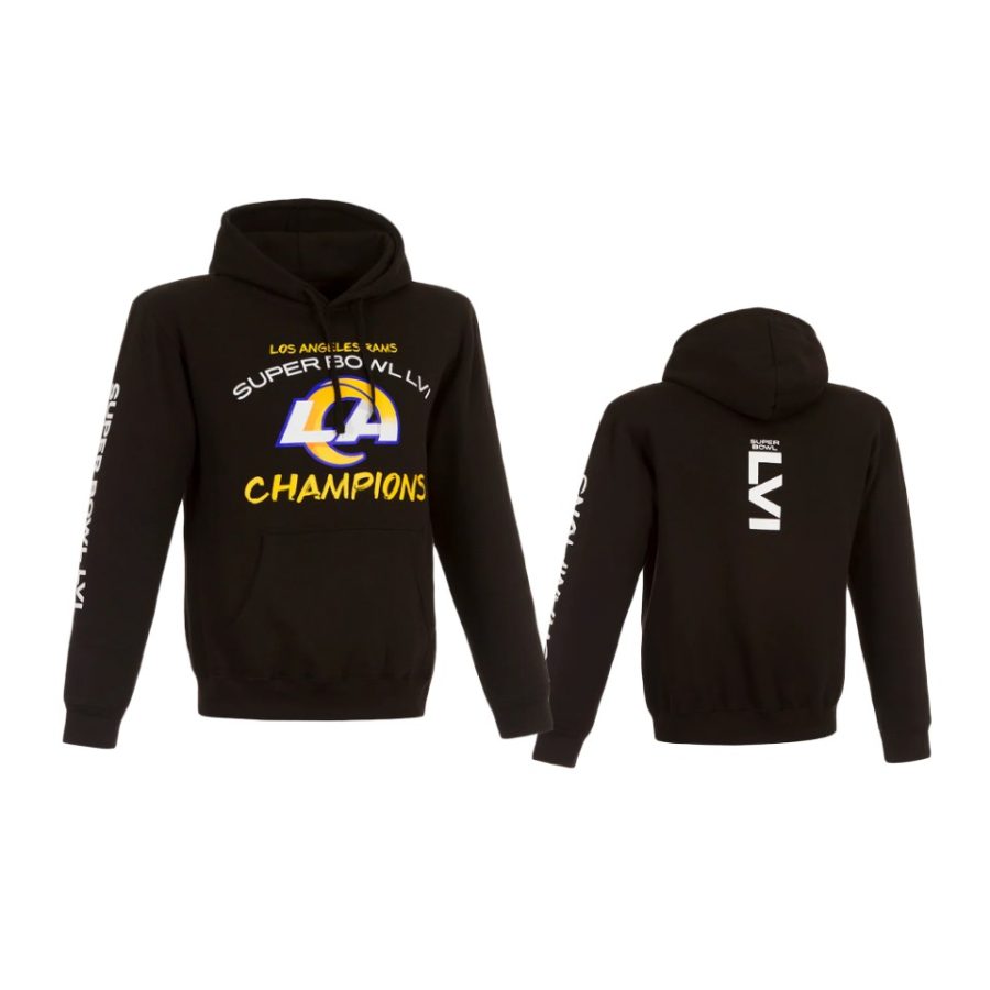 los angeles rams black super bowl lvi champions hoodie 1a