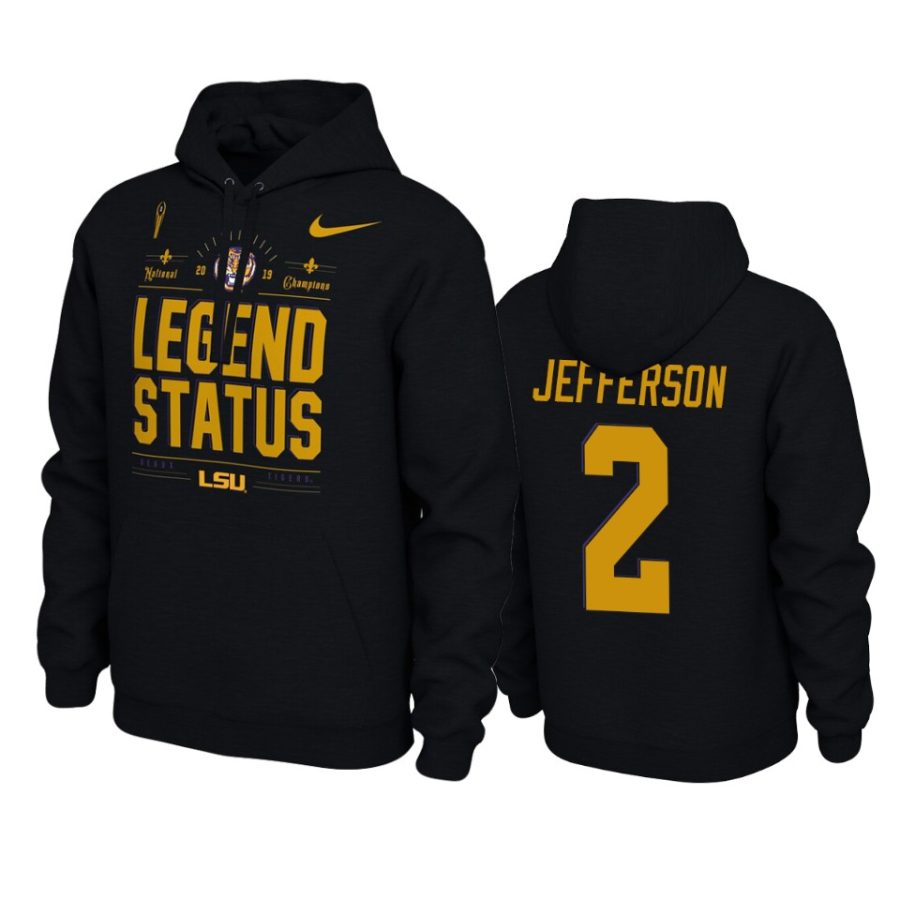 lsu tigers justin jefferson 2019 national champions black hoodie