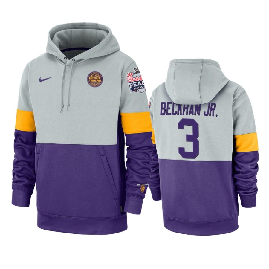 lsu tigers odell beckham jr. 2019 peach bowl champions gray purple hoodie